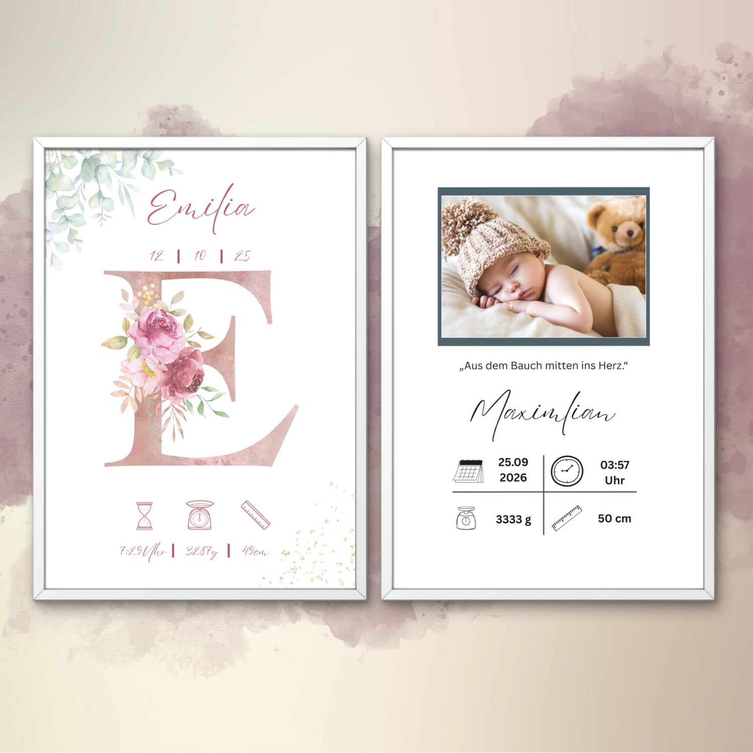 Personalisierte Bilder zur Geburt