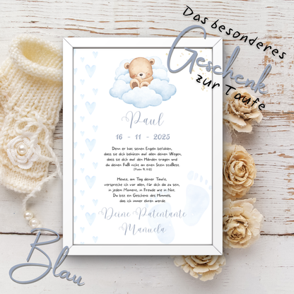 Personalisierter Patenbrief | Geschenk zur Taufe | Tauferinnerung (ohne Rahmen)