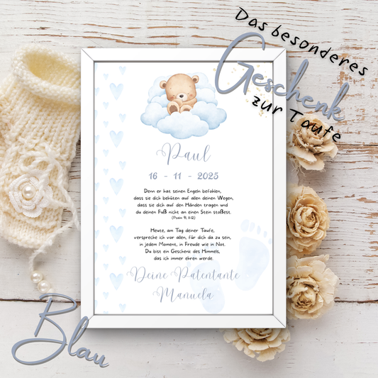 Personalisierter Patenbrief | Geschenk zur Taufe | Tauferinnerung (ohne Rahmen)