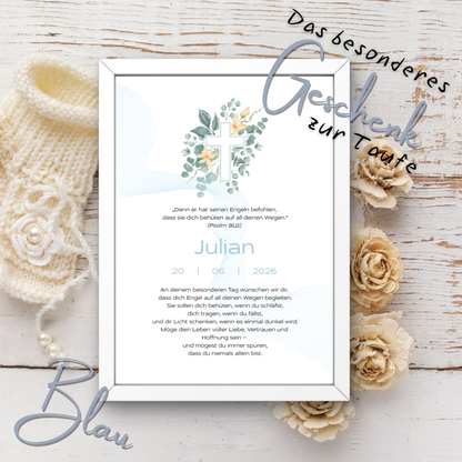 Personalisierter Taufbrief | Geschenk zur Taufe | Tauferinnerung (ohne Rahmen)