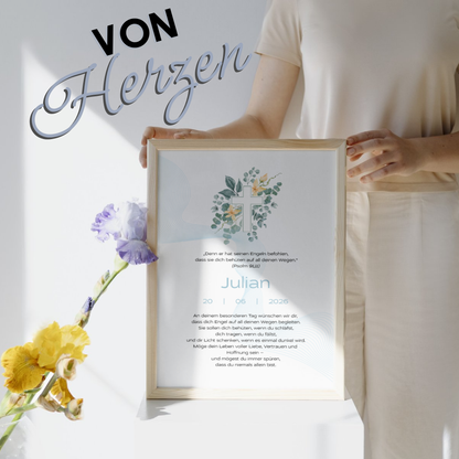 Personalisierter Taufbrief | Geschenk zur Taufe | Tauferinnerung (ohne Rahmen)