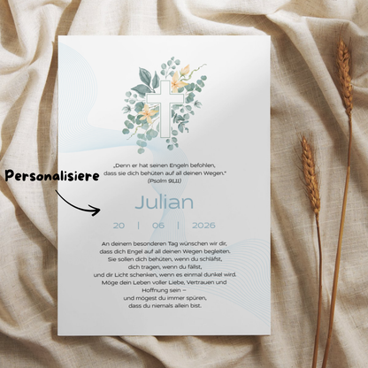 Personalisierter Taufbrief | Geschenk zur Taufe | Tauferinnerung (ohne Rahmen)