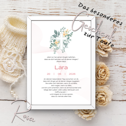 Personalisierter Taufbrief | Geschenk zur Taufe | Tauferinnerung (ohne Rahmen)