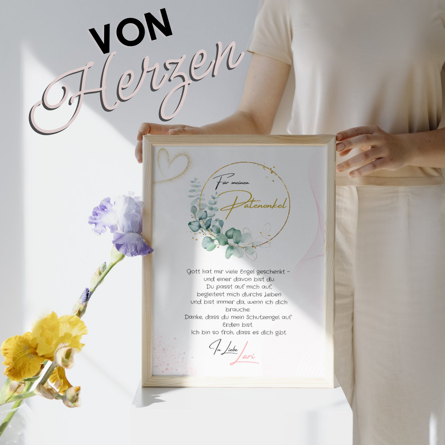 Personalisierter Patenbrief | Geschenk zur Taufe | Tauferinnerung (ohne Rahmen)