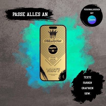 Digitale Einladung zum Geburtstag | Personalisierbare Einladung | Verschicke per E-Mail, WhatsApp, etc.