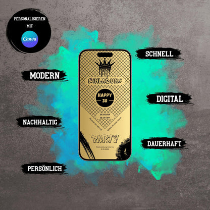 Digitale Einladung zum Geburtstag | Personalisierbare Einladung | Verschicke per E-Mail, WhatsApp, etc.
