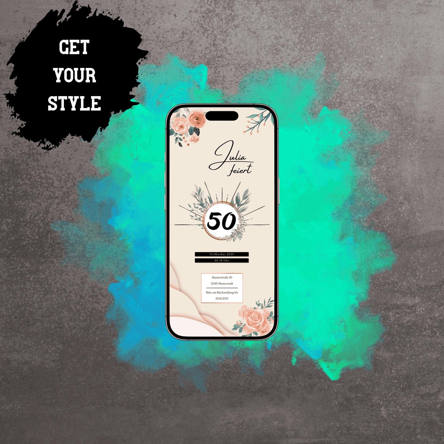 Digitale Einladung zum Geburtstag | Personalisierbare Einladung | Verschicke per E-Mail, WhatsApp, etc.