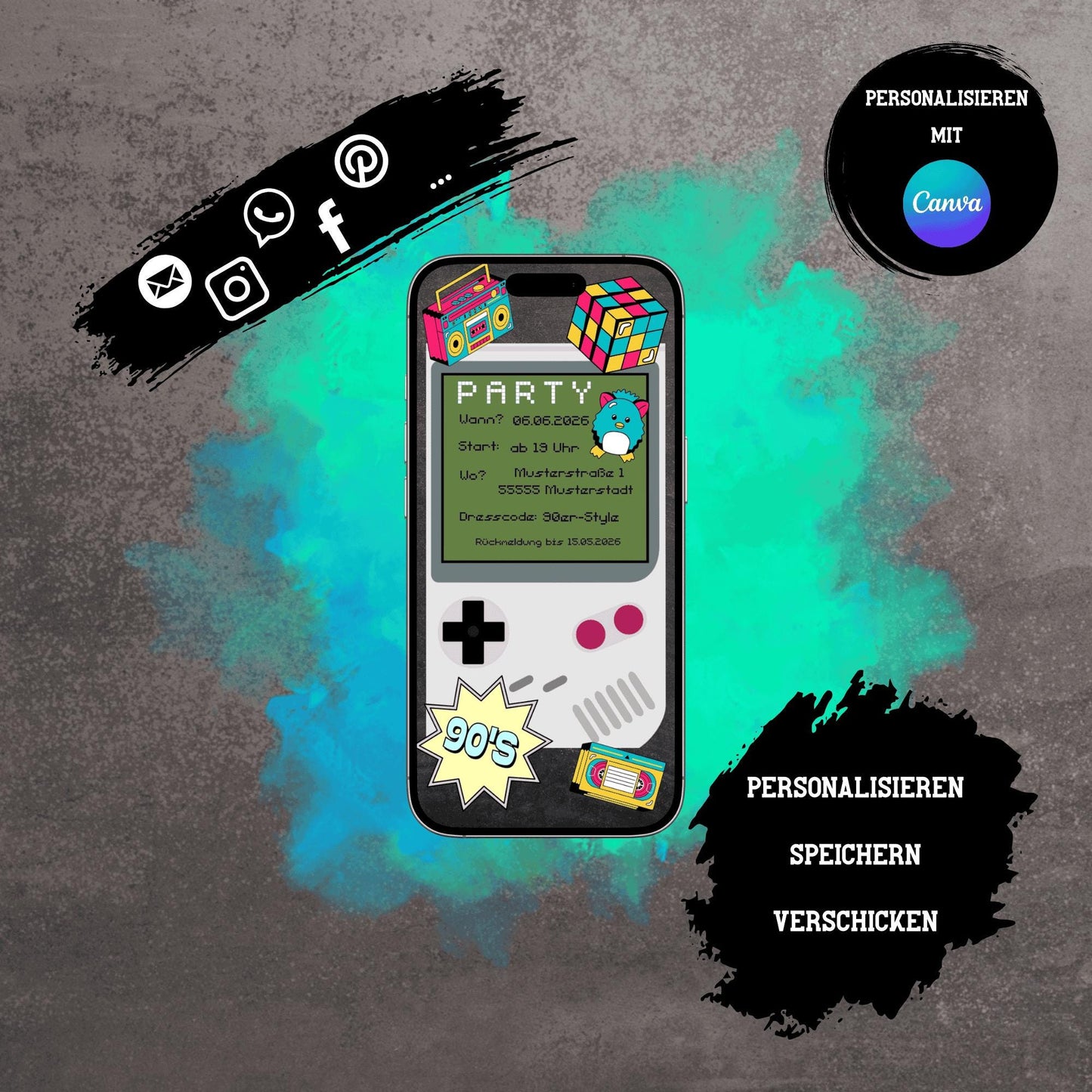 Digitale Einladung zum Geburtstag | Personalisierbare Einladung | Verschicke per E-Mail, WhatsApp, etc.