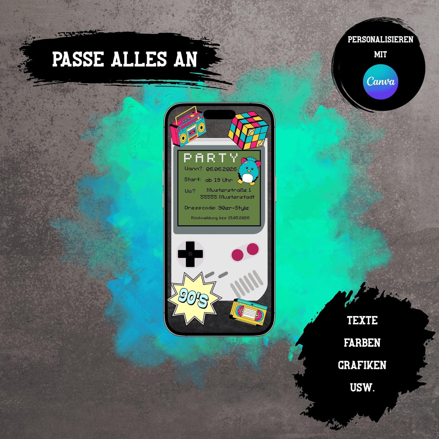 Digitale Einladung zum Geburtstag | Personalisierbare Einladung | Verschicke per E-Mail, WhatsApp, etc.