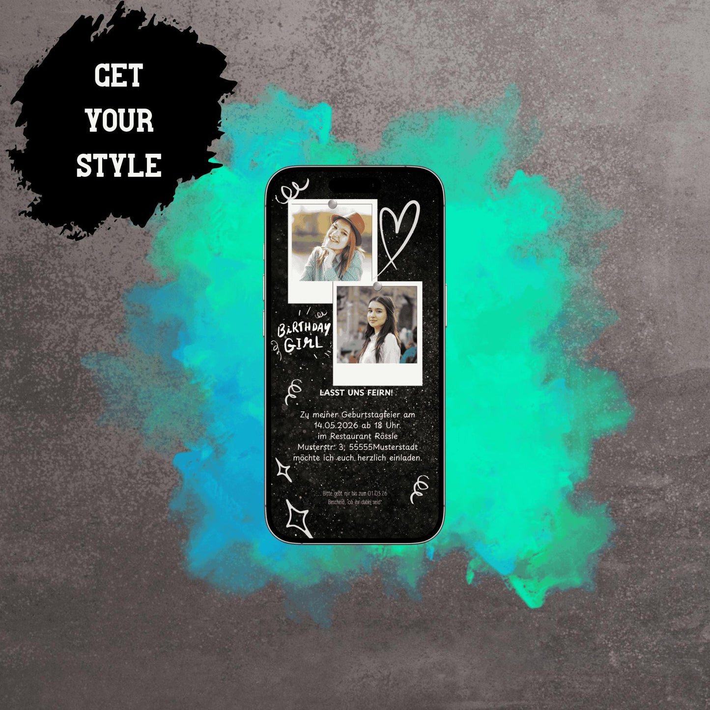 Digitale Einladung zum Geburtstag | Personalisierbare Einladung | Verschicke per E-Mail, WhatsApp, etc.