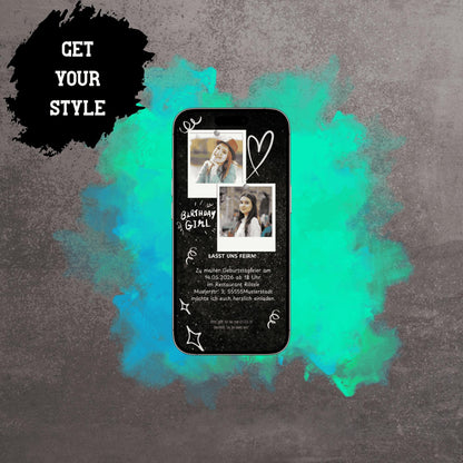 Digitale Einladung zum Geburtstag | Personalisierbare Einladung | Verschicke per E-Mail, WhatsApp, etc.