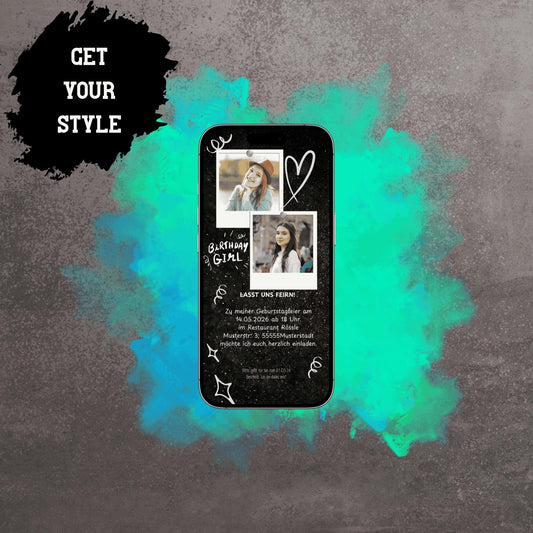 Digitale Einladung zum Geburtstag | Personalisierbare Einladung | Verschicke per E-Mail, WhatsApp, etc.
