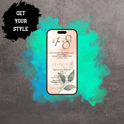 Digitale Einladung zum Geburtstag | Personalisierbare Einladung | Verschicke per E-Mail, WhatsApp, etc.