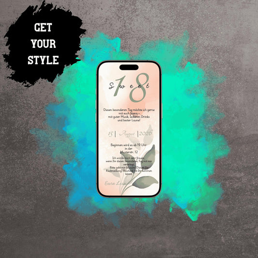 Digitale Einladung zum Geburtstag | Personalisierbare Einladung | Verschicke per E-Mail, WhatsApp, etc.