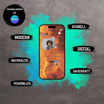 Digitale Einladung zum Kindergeburtstag | Personalisierbare Einladung | Verschicke per E-Mail, WhatsApp, etc.