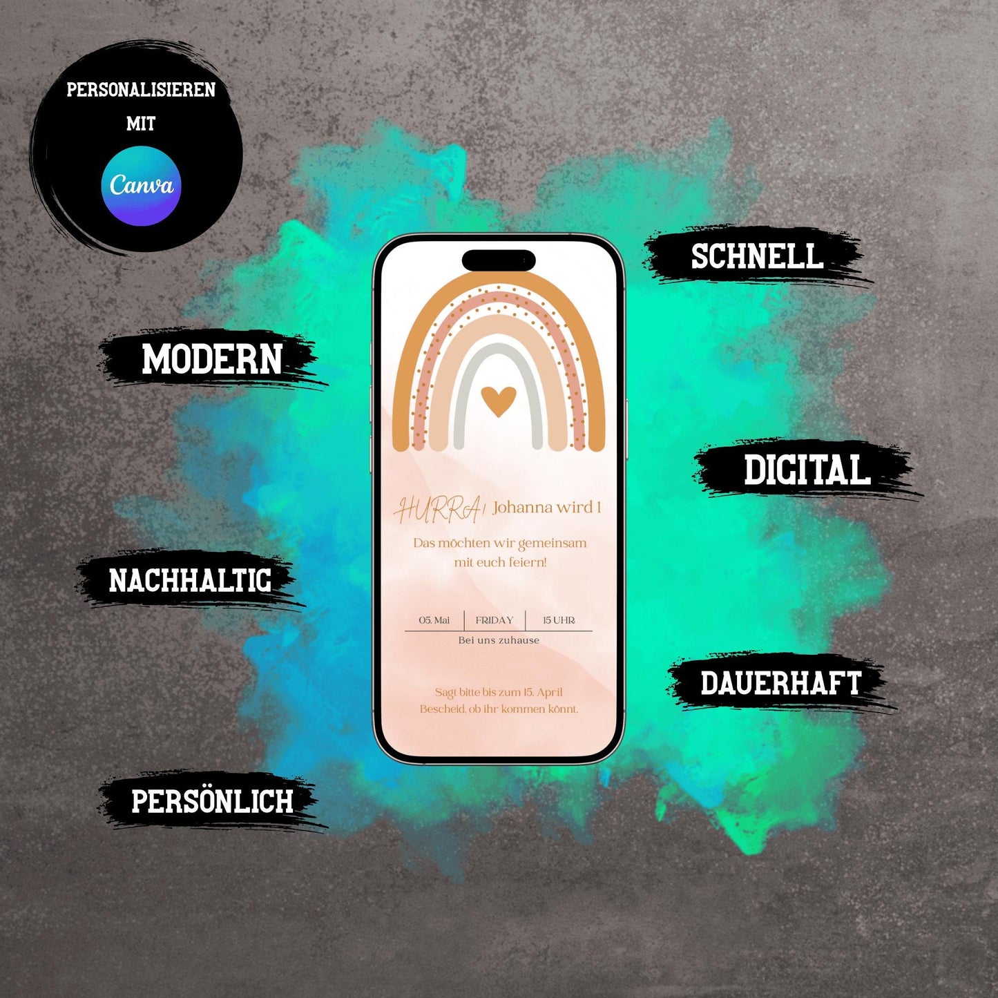 Digitale Einladung zum Kindergeburtstag | Personalisierbare Einladung | Verschicke per E-Mail, WhatsApp, etc.