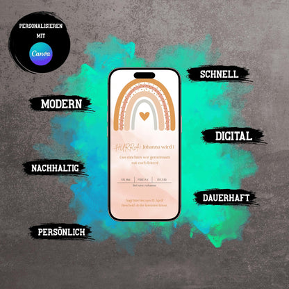 Digitale Einladung zum Kindergeburtstag | Personalisierbare Einladung | Verschicke per E-Mail, WhatsApp, etc.