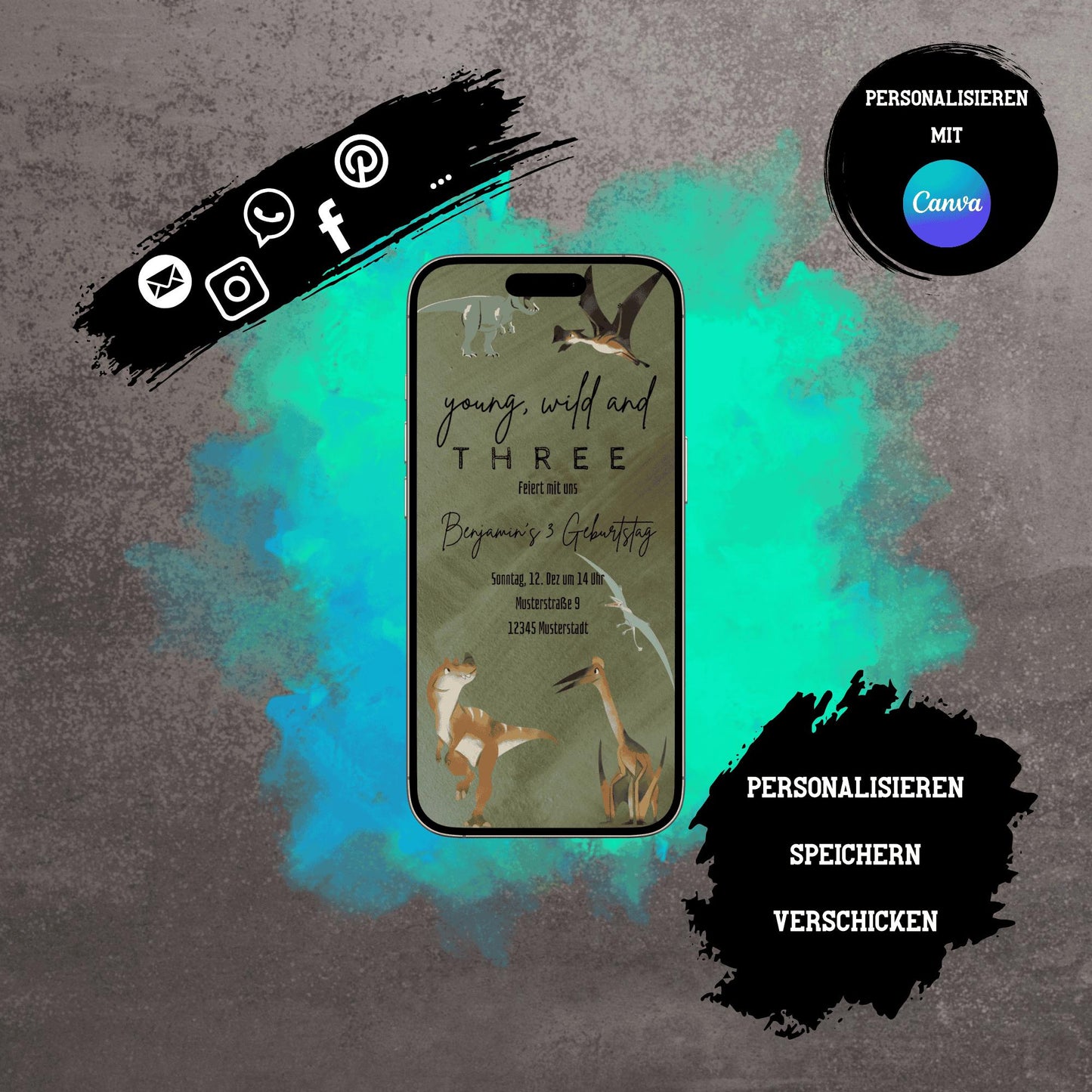 Digitale Einladung zum Kindergeburtstag | Personalisierbare Einladung | Verschicke per E-Mail, WhatsApp, etc.