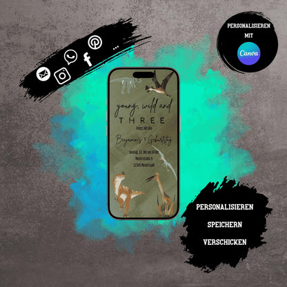 Digitale Einladung zum Kindergeburtstag | Personalisierbare Einladung | Verschicke per E-Mail, WhatsApp, etc.