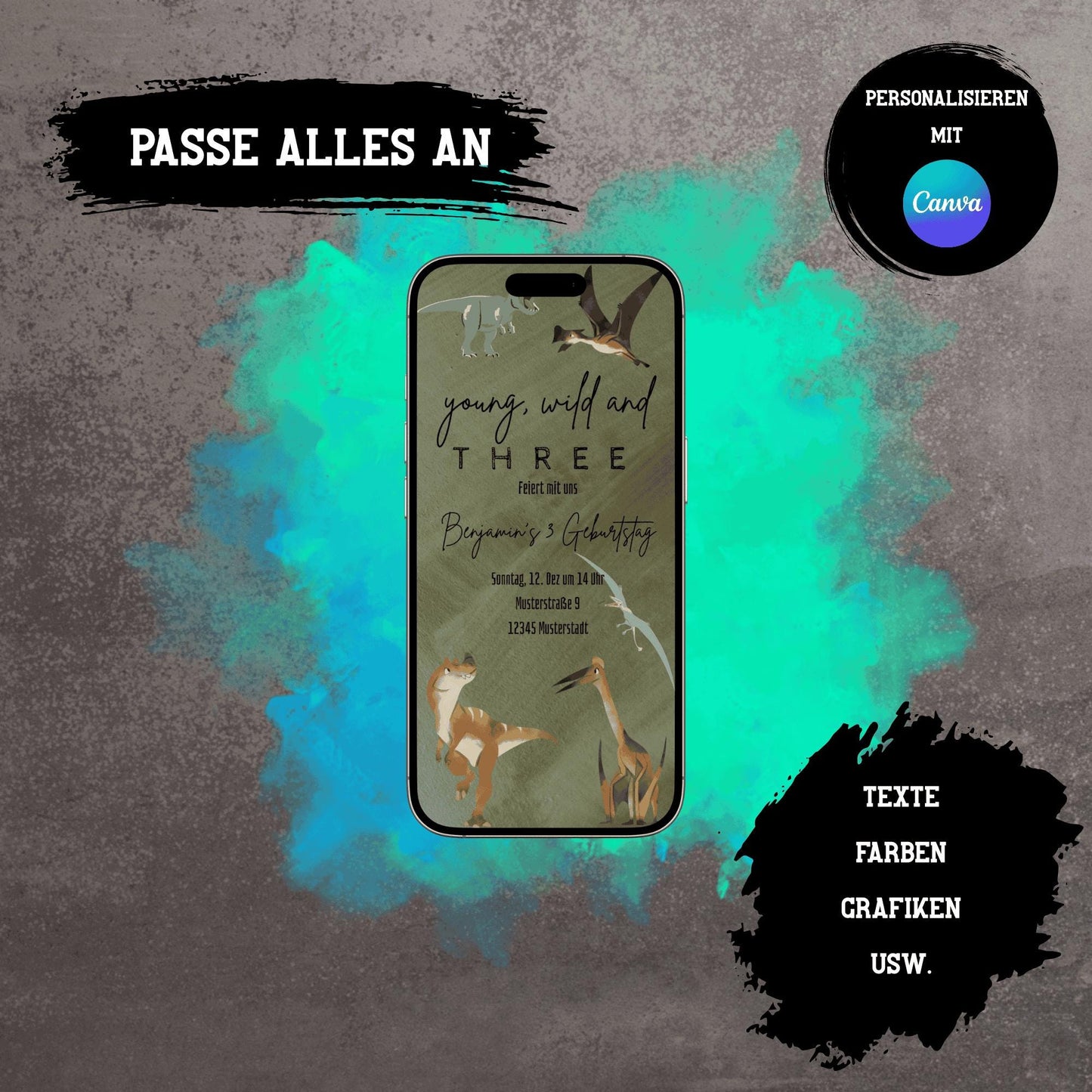 Digitale Einladung zum Kindergeburtstag | Personalisierbare Einladung | Verschicke per E-Mail, WhatsApp, etc.