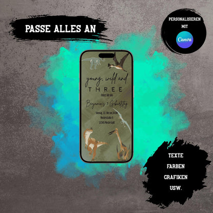 Digitale Einladung zum Kindergeburtstag | Personalisierbare Einladung | Verschicke per E-Mail, WhatsApp, etc.