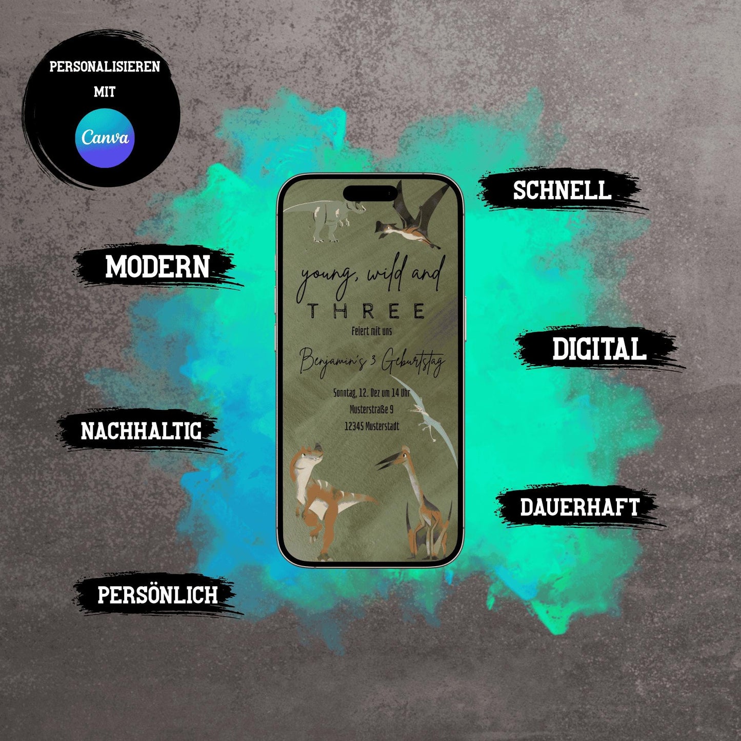 Digitale Einladung zum Kindergeburtstag | Personalisierbare Einladung | Verschicke per E-Mail, WhatsApp, etc.