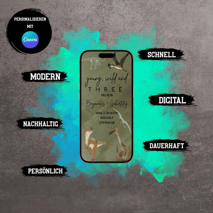 Digitale Einladung zum Kindergeburtstag | Personalisierbare Einladung | Verschicke per E-Mail, WhatsApp, etc.