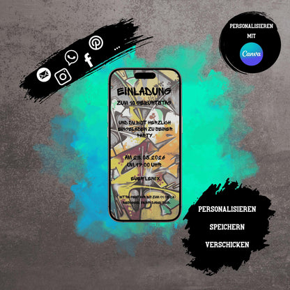 Digitale Einladung zum Kindergeburtstag | Personalisierbare Einladung | Verschicke per E-Mail, WhatsApp, etc.