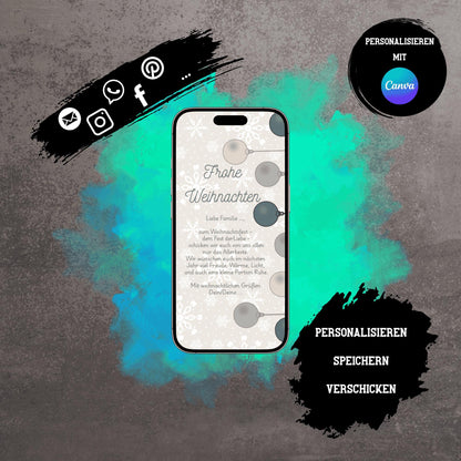 Digitale Grußkarte zu Weihnachten | Personalisierbare Grußkarte| Verschicke per E-Mail, WhatsApp, etc.