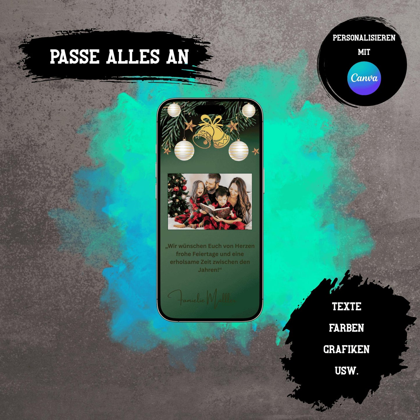 Digitale Grußkarte zu Weihnachten | Personalisierbare Grußkarte| Verschicke per E-Mail, WhatsApp, etc.