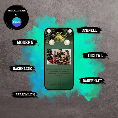 Digitale Grußkarte zu Weihnachten | Personalisierbare Grußkarte| Verschicke per E-Mail, WhatsApp, etc.
