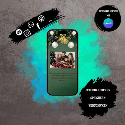 Digitale Grußkarte zu Weihnachten | Personalisierbare Grußkarte| Verschicke per E-Mail, WhatsApp, etc.