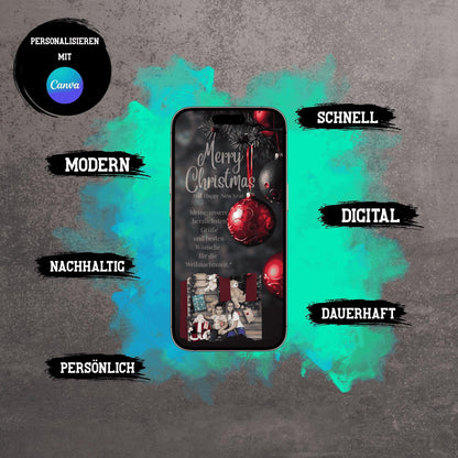 Digitale Grußkarte zu Weihnachten | Personalisierbare Grußkarte| Verschicke per E-Mail, WhatsApp, etc.