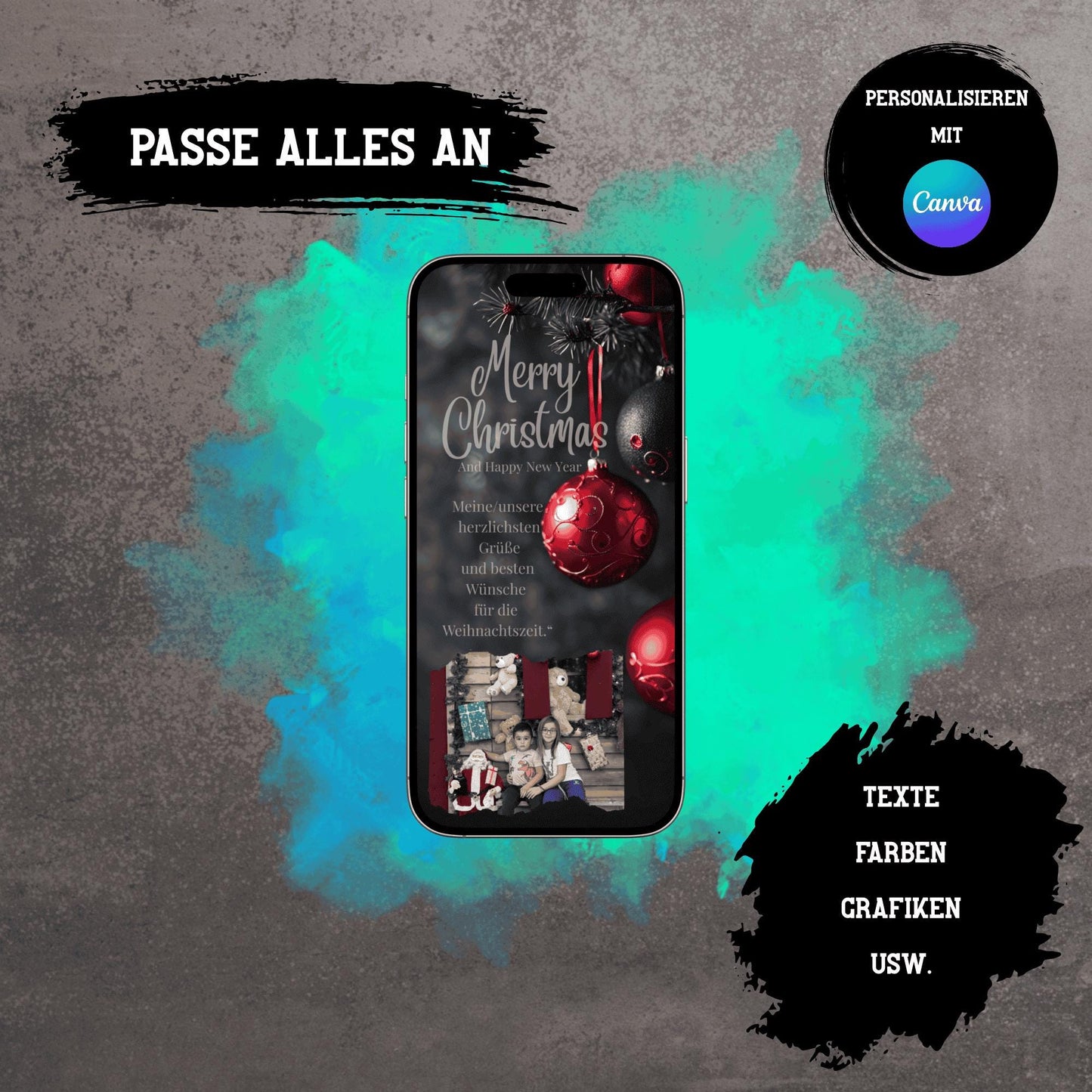 Digitale Grußkarte zu Weihnachten | Personalisierbare Grußkarte| Verschicke per E-Mail, WhatsApp, etc.