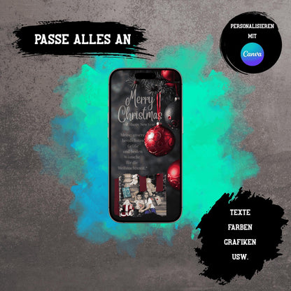 Digitale Grußkarte zu Weihnachten | Personalisierbare Grußkarte| Verschicke per E-Mail, WhatsApp, etc.