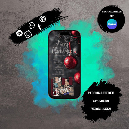 Digitale Grußkarte zu Weihnachten | Personalisierbare Grußkarte| Verschicke per E-Mail, WhatsApp, etc.
