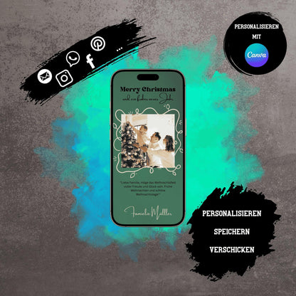 Digitale Grußkarte zu Weihnachten | Personalisierbare Grußkarte| Verschicke per E-Mail, WhatsApp, etc.