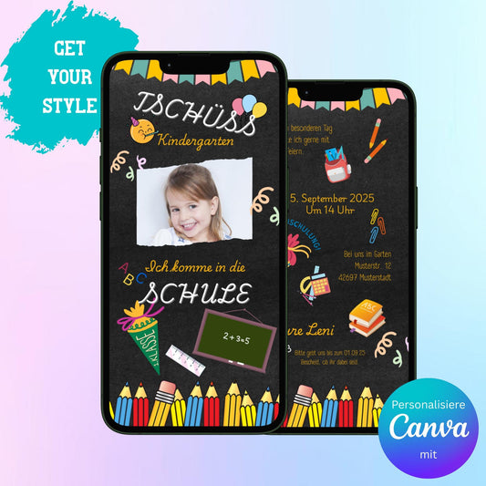 Digitale Einladung zur Einschulung Video | Personalisierbare Einladung | Verschicke per E-Mail, WhatsApp, etc.