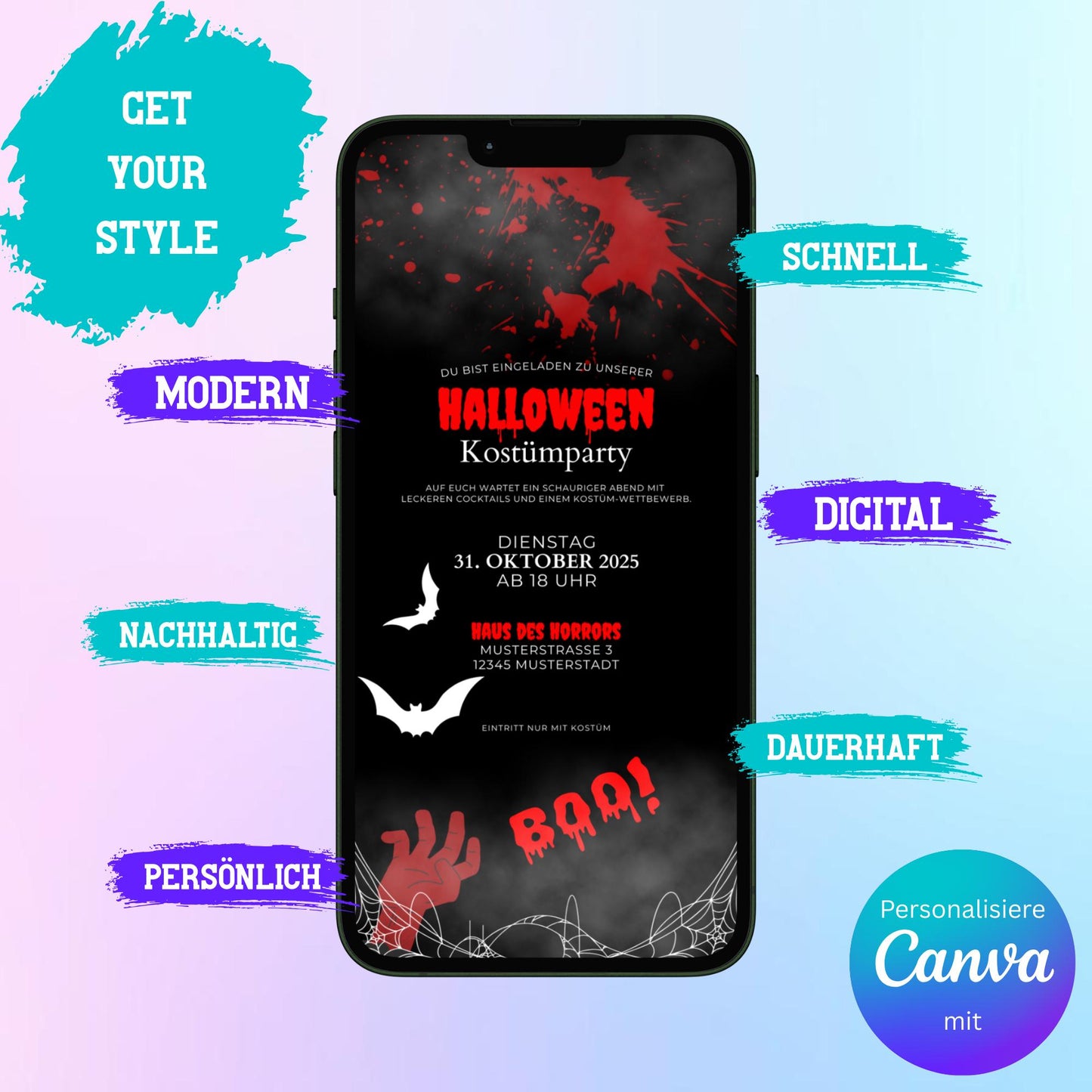 Digitale Einladung zur Halloween Party Video | Personalisierbare Einladung | Verschicke per E-Mail, WhatsApp, etc.