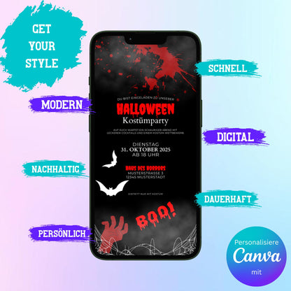 Digitale Einladung zur Halloween Party Video | Personalisierbare Einladung | Verschicke per E-Mail, WhatsApp, etc.