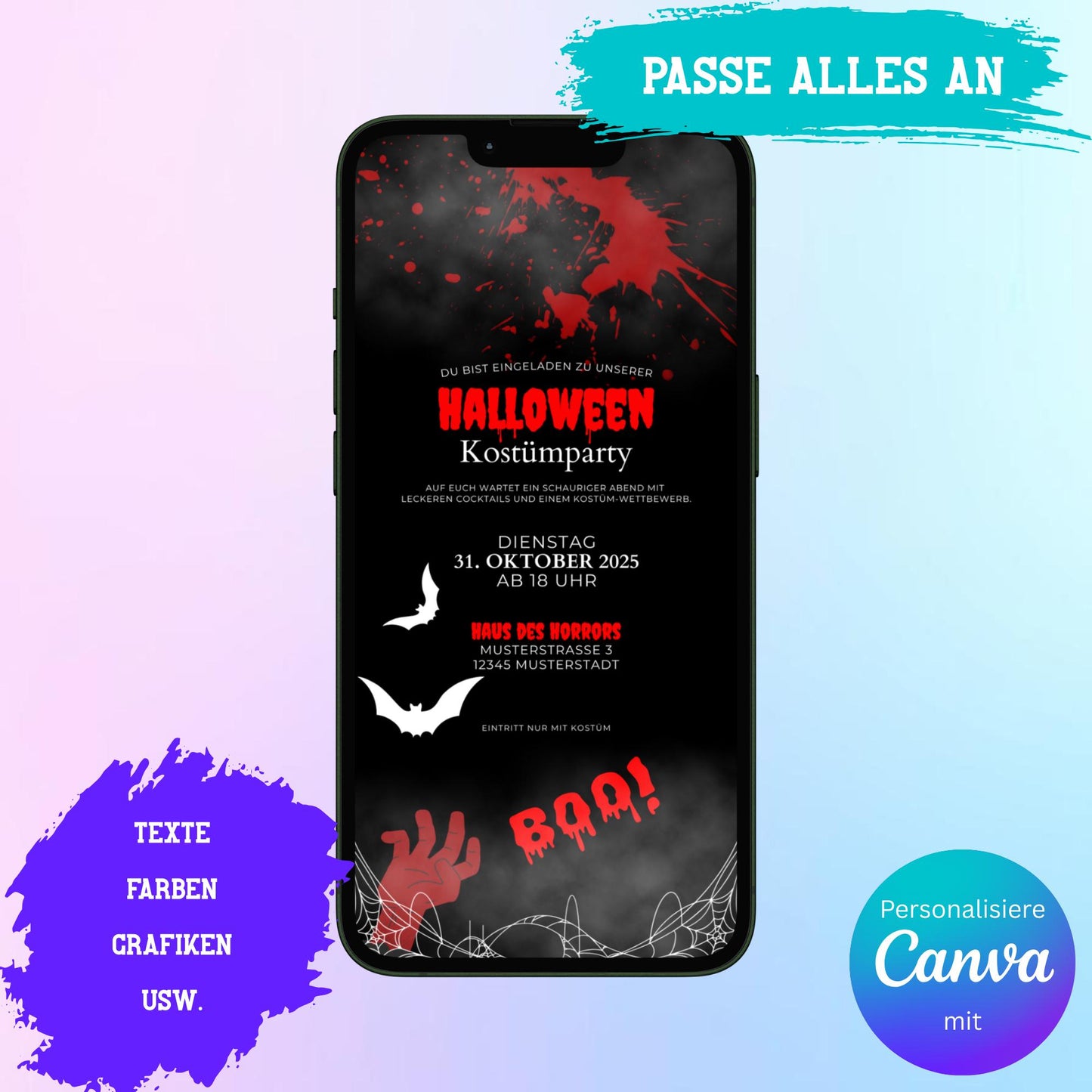 Digitale Einladung zur Halloween Party Video | Personalisierbare Einladung | Verschicke per E-Mail, WhatsApp, etc.