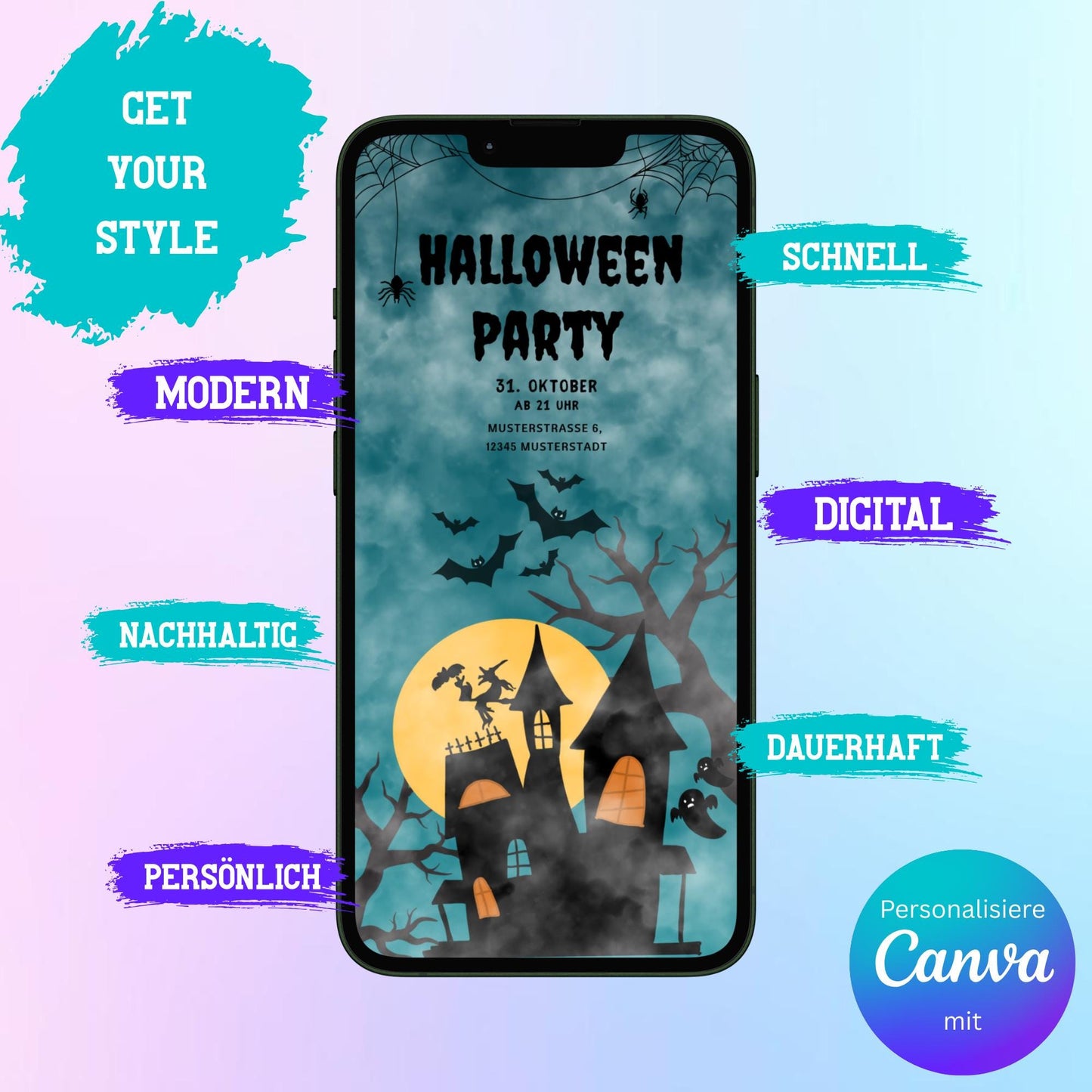 Digitale Einladung zur Halloween Party Video | Personalisierbare Einladung | Verschicke per E-Mail, WhatsApp, etc.