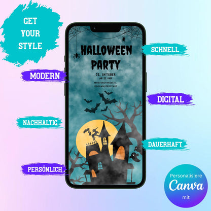 Digitale Einladung zur Halloween Party Video | Personalisierbare Einladung | Verschicke per E-Mail, WhatsApp, etc.