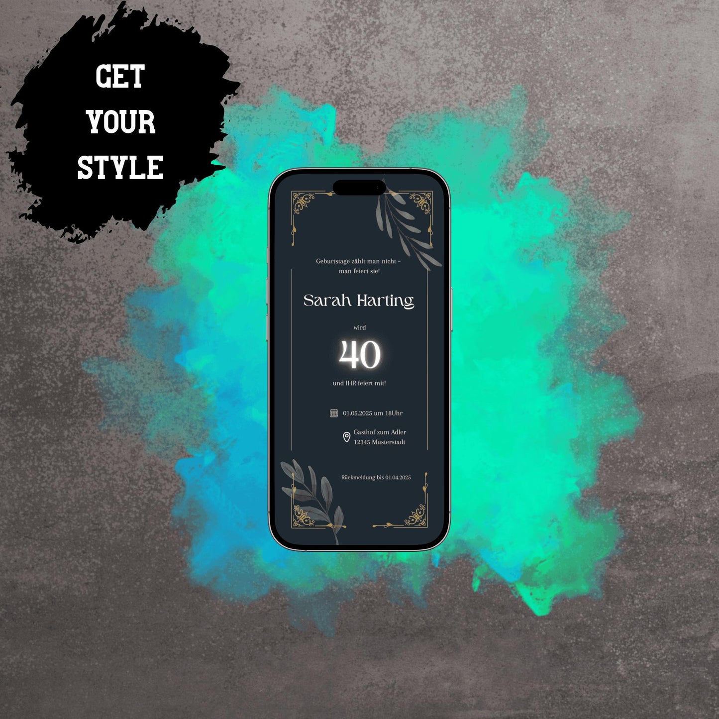 Digitale Einladung zum Geburtstag | Personalisierbare Einladung | Verschicke per E-Mail, WhatsApp, etc.