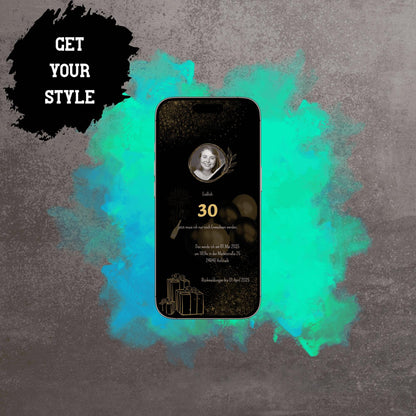 Digitale Einladung zum Geburtstag | Personalisierbare Einladung | Verschicke per E-Mail, WhatsApp, etc.