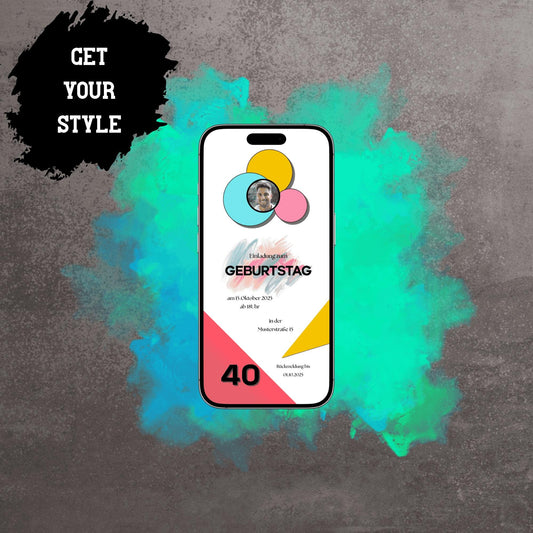 Digitale Einladung zum Geburtstag | Personalisierbare Einladung | Verschicke per E-Mail, WhatsApp, etc.