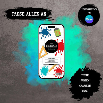 Digitale Einladung zum Geburtstag | Personalisierbare Einladung | Verschicke per E-Mail, WhatsApp, etc.