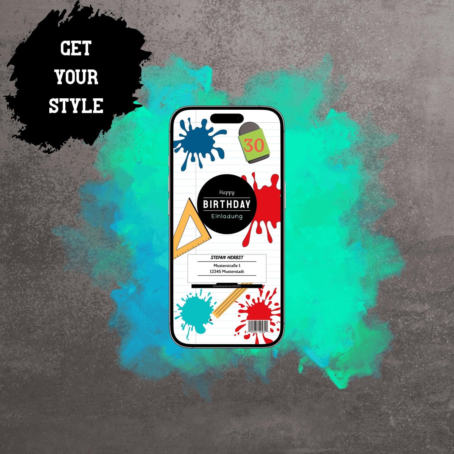 Digitale Einladung zum Geburtstag | Personalisierbare Einladung | Verschicke per E-Mail, WhatsApp, etc.