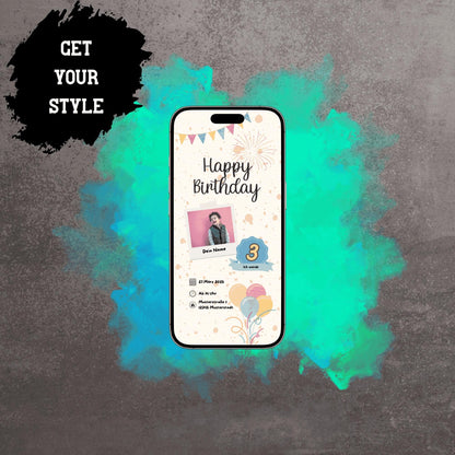 Digitale Einladung zum Kindergeburtstag | Personalisierbare Einladung | Verschicke per E-Mail, WhatsApp, etc.