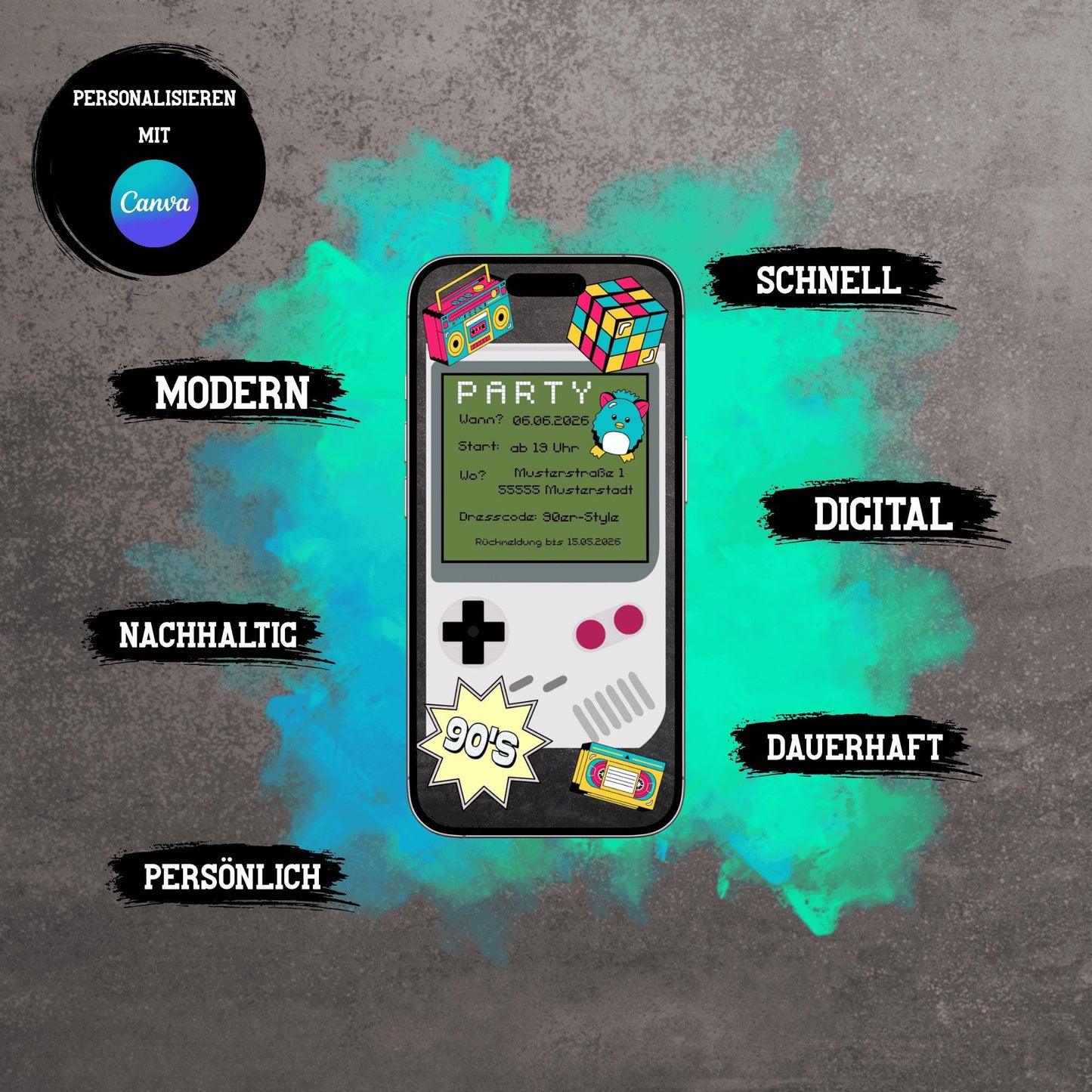 Digitale Einladung zum Geburtstag | Personalisierbare Einladung | Verschicke per E-Mail, WhatsApp, etc.